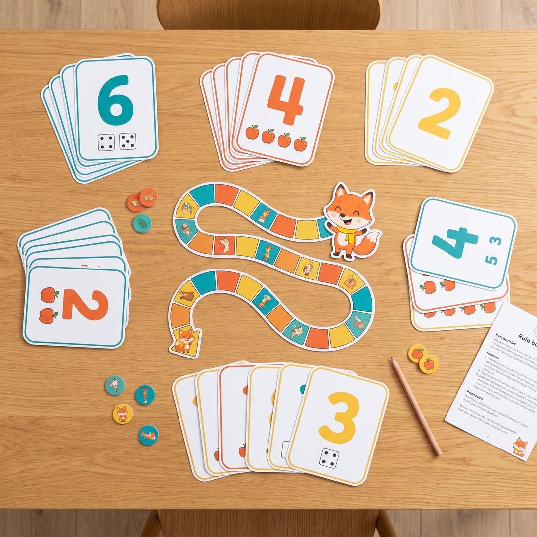 Focus Foxes Make-10 Monsters printable number cards flat-lay