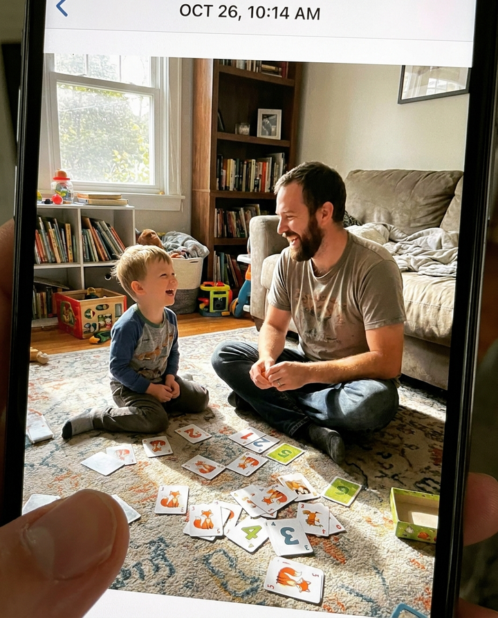 Dad and son playing Focus Foxes together
