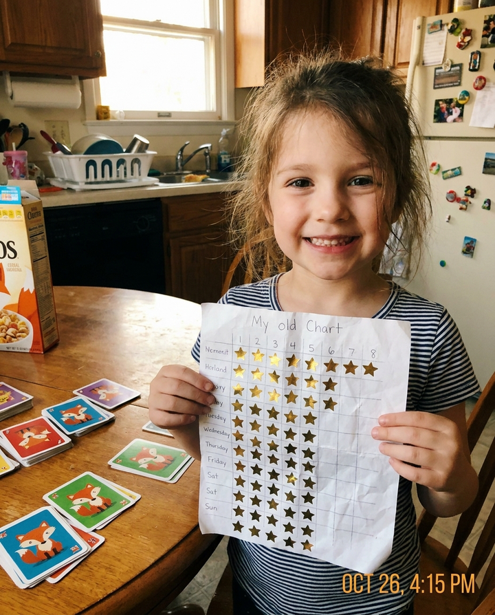 Proud child with the Focus Foxes reward chart