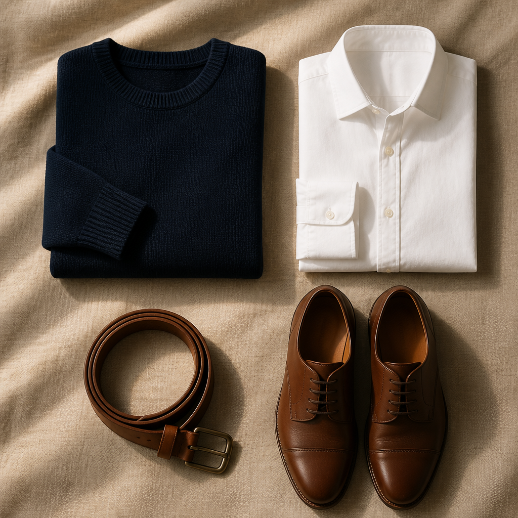Flat-Lay: Premium-Essentials auf Leinen